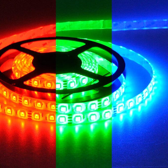 LED STRIP SET - LED Strip 5050 060 leds/mtr IP54 RGB 14.4W 24V PCB 12mm