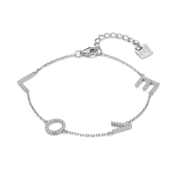 Twice As Nice Armband in zilver, tekst LOVE Zilverkleurig 16cm+3cm