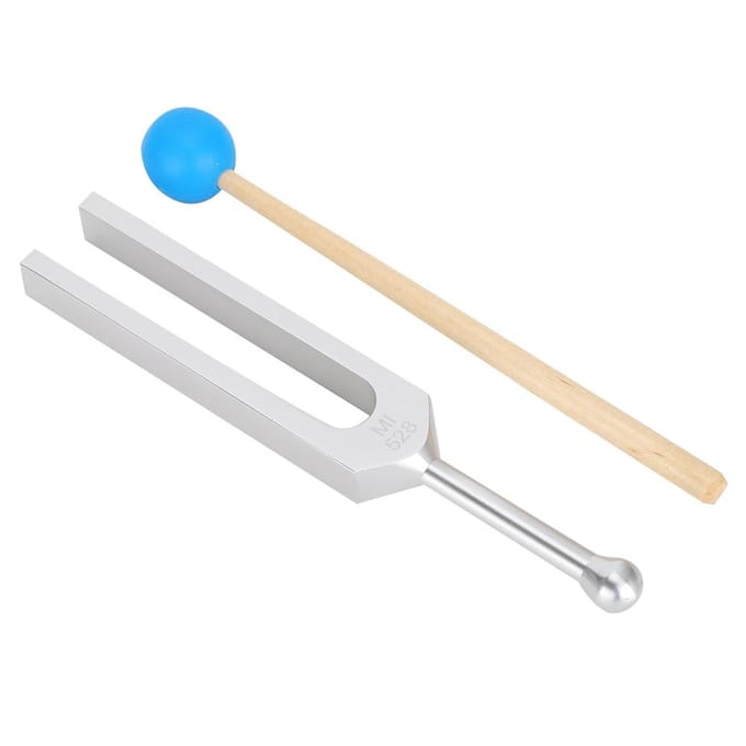 Diapason en alliage d'aluminium 528 Hz Marteau en bois Ensemble d'outils de thérapie sonore white