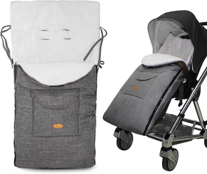 Voetenzak Kinderwagen - Babyzak Winter - Warm Blijven - Waterdicht & Winddicht - 90 x 47 cm - Linnen Grijs