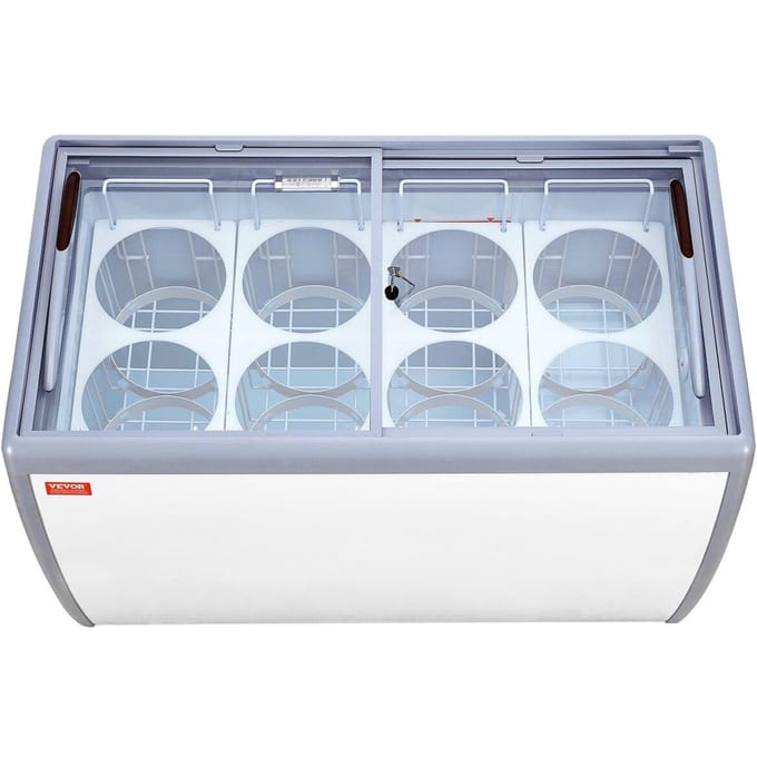 Vitrine réfrigérée pour crème glacée commerciale 370 L Congélateur à bacs Gelato