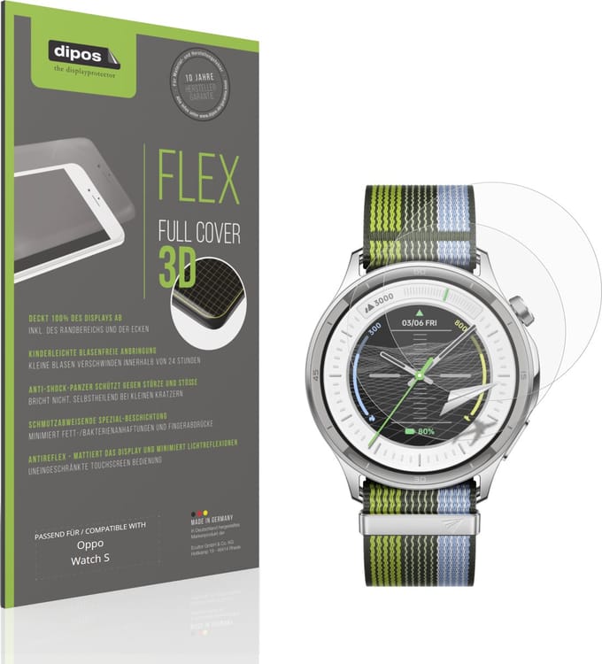 dipos FLEX – 2x Matte Screenprotector geschikt voor Oppo Watch S | Volledige Schermbescherming | Case-Friendly