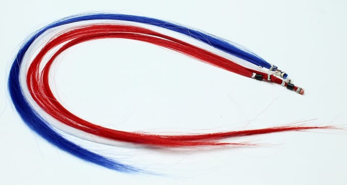 Kinder Funny Color Hair Extensions 2 x Rood 2 x Wit 2 x Blauw