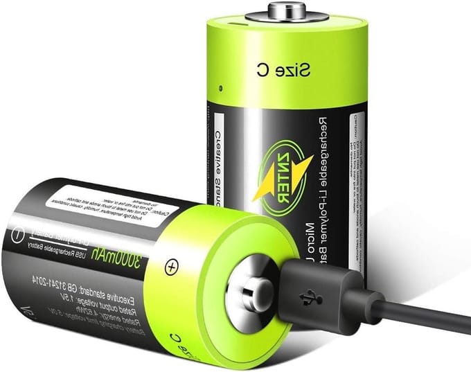 2 Stuks Oplaadbare C Batterijen (1.5V, 3000mAh) met Micro USB Oplaadkabel