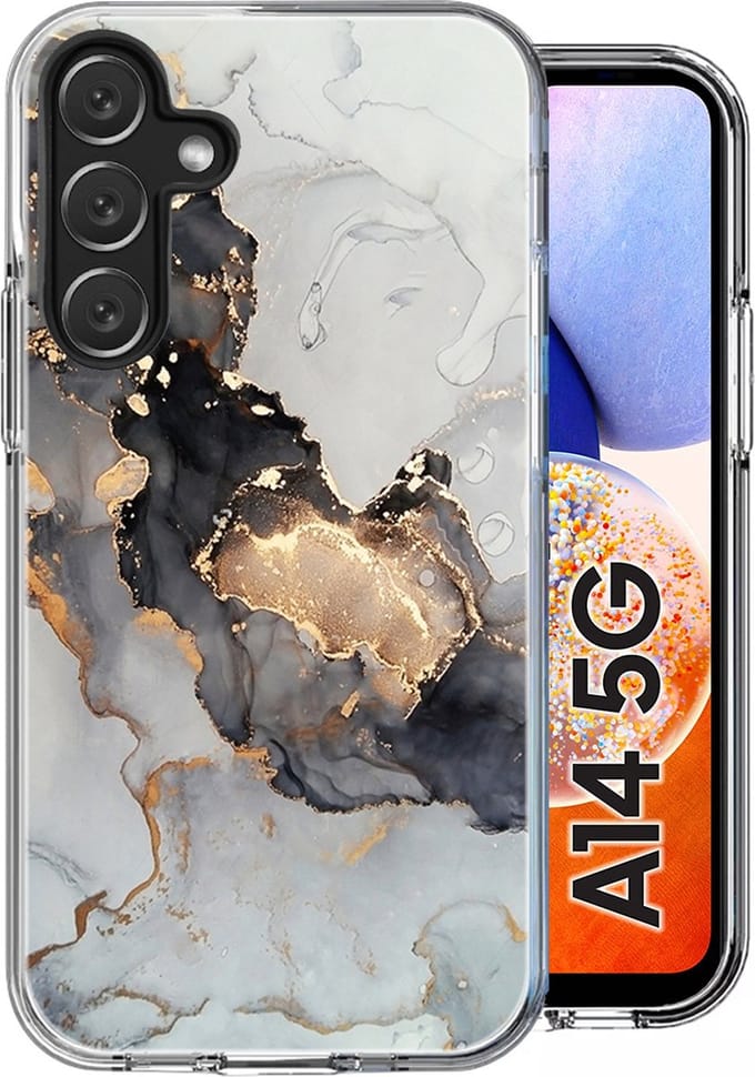 Hoesje geschikt voor Samsung Galaxy A14 - Back Cover Marmer Siliconen Case Wit