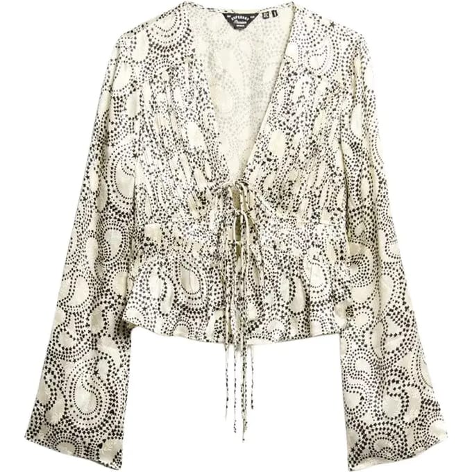 Superdry - Geweven top met plooien en 70s mouwen - Dames - Tops