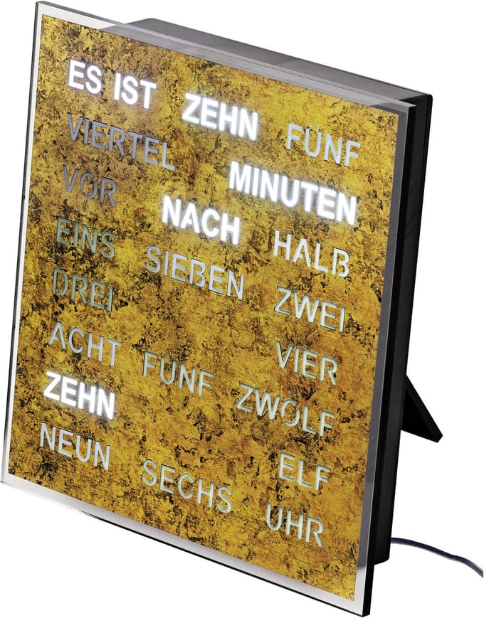 Intertime | Woordklok | Wandklok | Tafelklok | 20x20 | Epoxy Brons | Duits