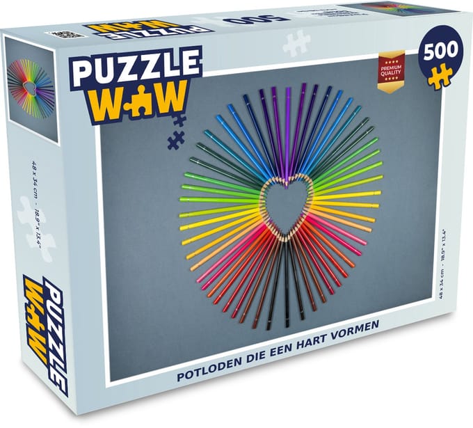 Puzzel Hart - Potloden - Regenboog - Abstract - Legpuzzel - Puzzel 500 stukjes