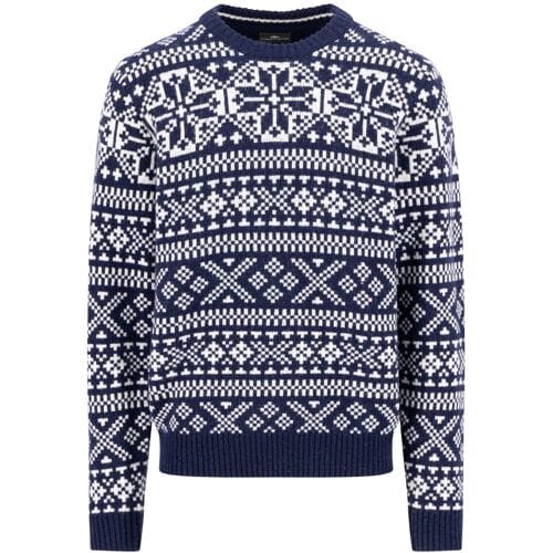 Fynch-Hatton Trui O-Neck Big Jacquard Navy / male