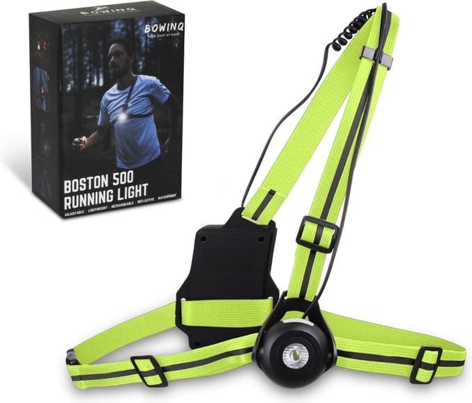 BOWINQ® - Boston 500 Neon - Hardloop verlichting - USB-C Oplaadbaar - Waterdicht - Lichtgewicht - Geel