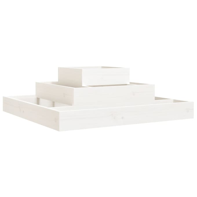 vidaXL - Plantenbak - 80x80x27 - cm - massief - grenenhout - wit