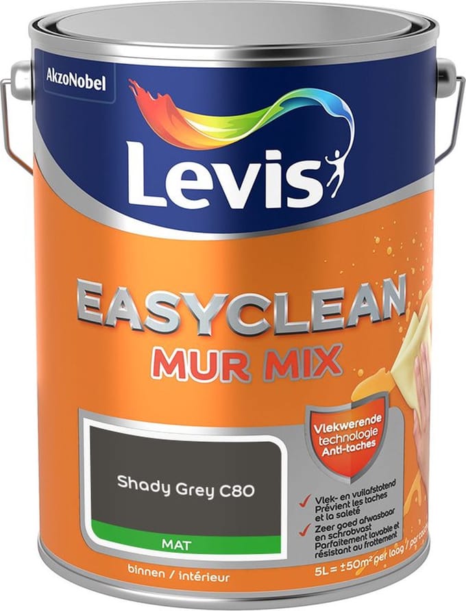 Levis - Easyclean Mur Mat Mix - Shady Grey C80 - Mengverf - 5 L
