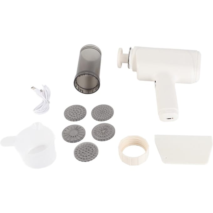 Machine à pâtes électrique portable sans fil avec 6 disques pour spaghetti et ramen faits maison L white
