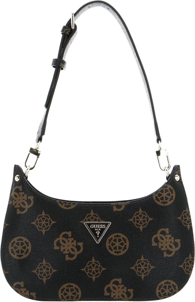 GUESS Schoudertas Meridian Mini Top Shoulder Bag Mocha Logo Donkerbruin