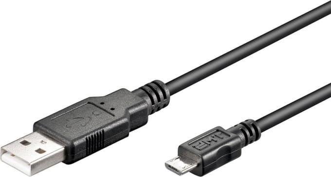 USB Micro B naar USB-A kabel - USB2.0 - tot 1A / zwart - 3 meter