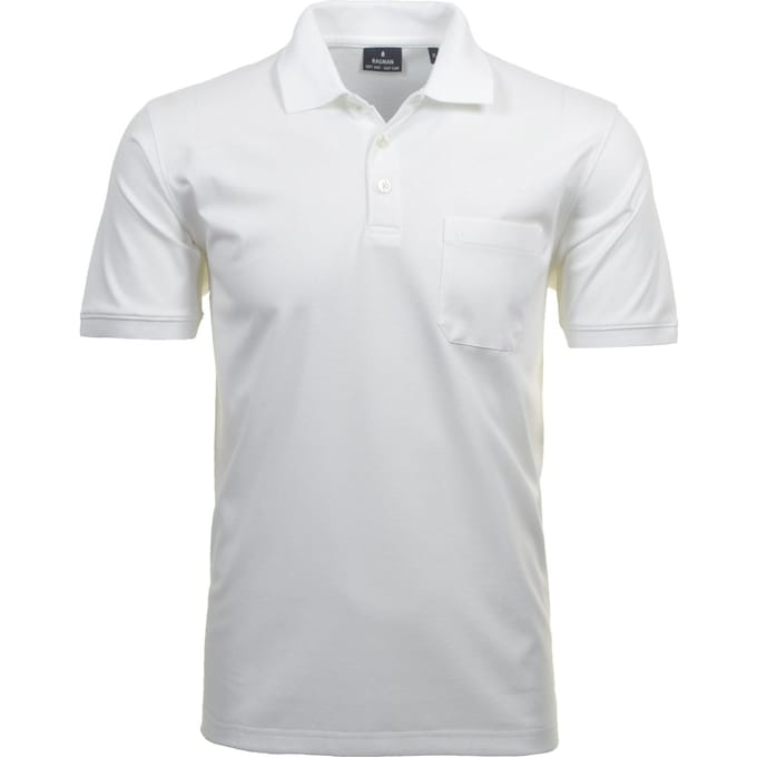 Ragman Softknit Poloshirt Breast Pocket Pima Cotton Mix Wit / male