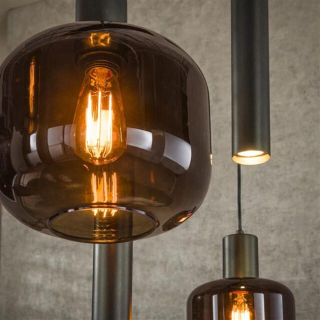 Hoyz Collection - Hanglamp Bronza Mix 4+3-lichts - Sienna Brown
