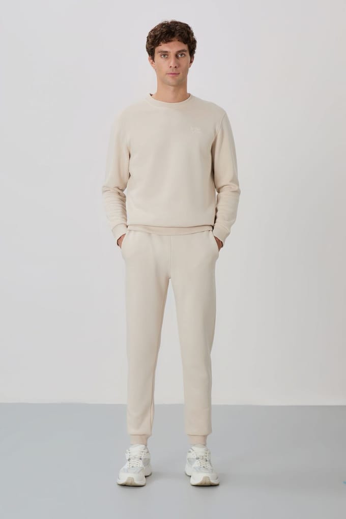 Heren Katoen-Polyester Fleece Sweatshirt en Broek Set