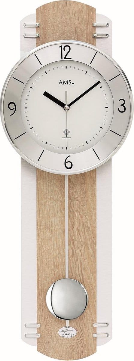 AMS Wandklok met slinger Zendergestuurd Sonoma-Aluminium 5291