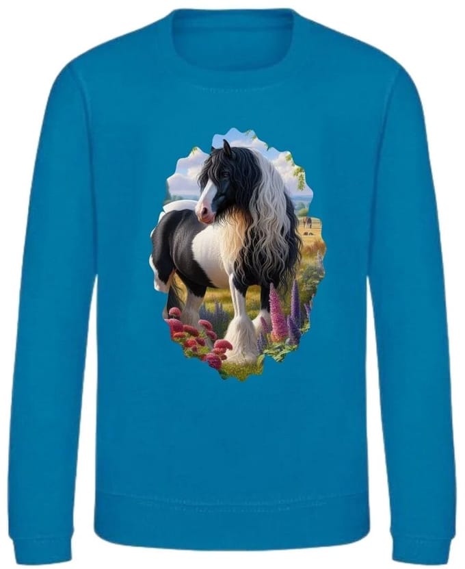 Gave Blauwe Paarden Sweater met Tinker - Blauw - 146/152