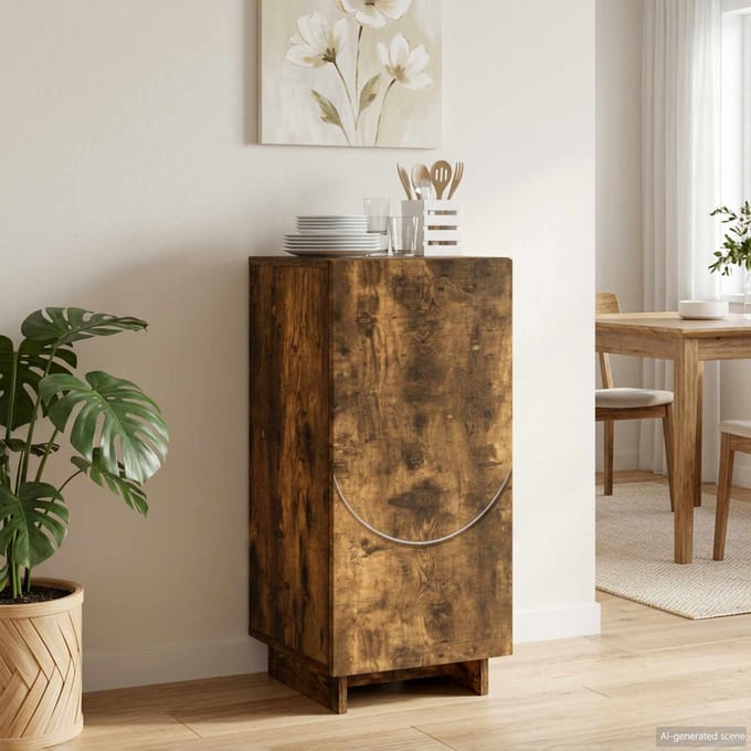 vidaXL - Dressoir - Gerookt - eiken - 33,5 - x - 34,5 - x - 75 - cm - Bewerkt - hout