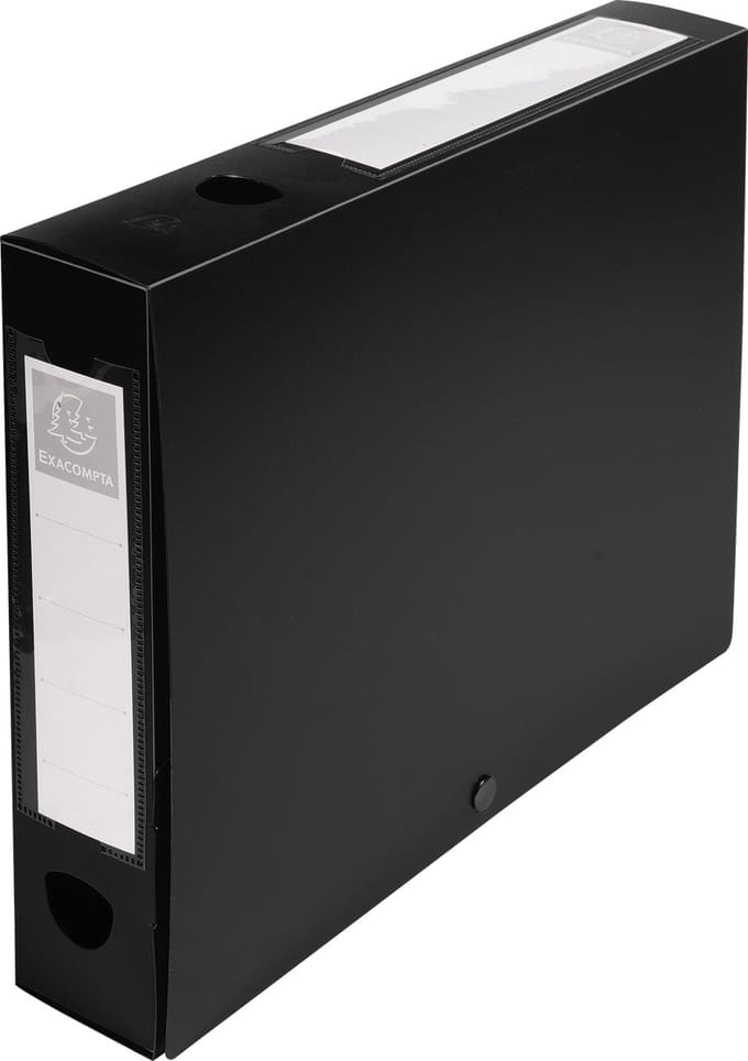 Exacompta 10x Ondoorzichtige klasseerdoose PP 7/10de Rug 60mm - A4 - Zwart - 59631E