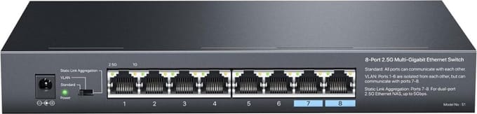 Netwerk Switch - 8 Poorten - VLAN - 2.5G - Internet Splitter - Ethernet - Voor Internetkabel
