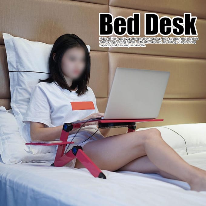 Moderne Stijl Opvouwbare Computer Tafel Bed Warmteafvoer Laptop Bureau met Muis Houder Rozerood pink