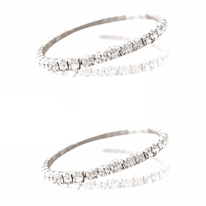 2 Strass- zilverkleur- armbandje- 16 cm - Charme Bijoux