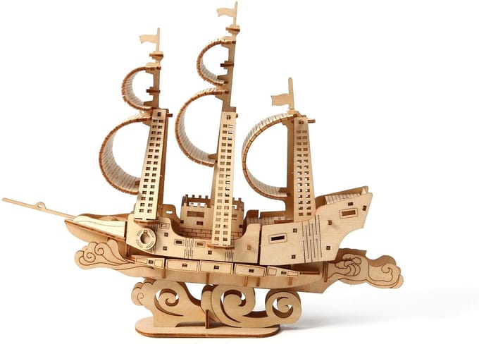Zeilschip - 3D Puzzel met Handleiding - DIY - Miniatuur Modelbouw Hout Kinderen en Volwassenen - Houten bouwpakket - Assemblr