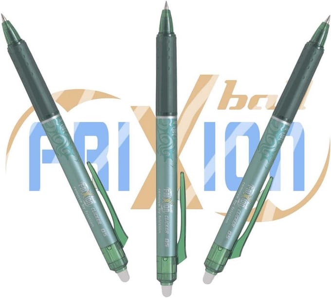 Set van 3 Gummeerbare Rollerball Pennen 0.4mm - Groen