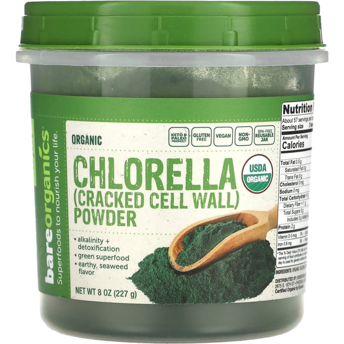 BareOrganics, Poudre de Chlorelle Bio, 8 oz (227g)