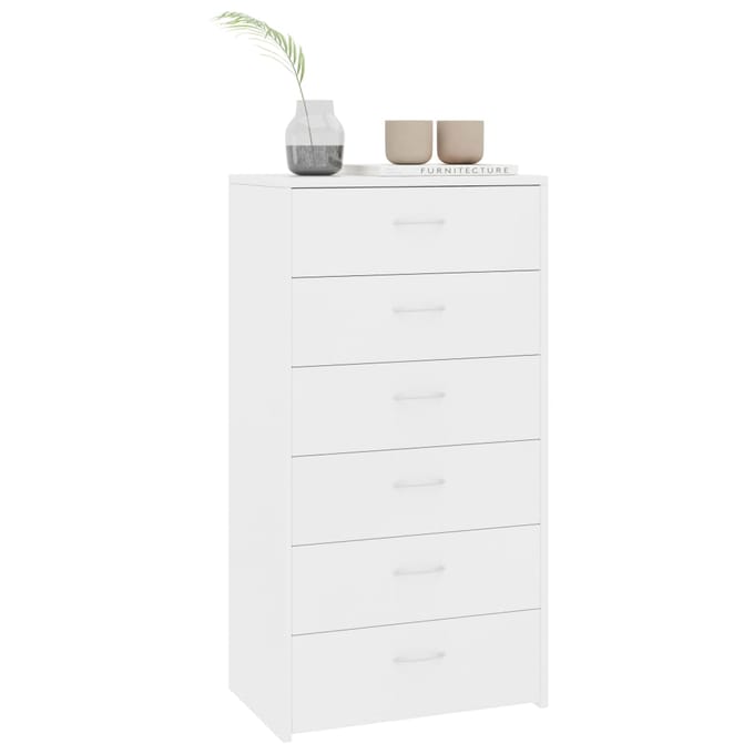 vidaXL - Dressoir - met - 6 - lades - 50x34x96 - cm - bewerkt - hout - wit