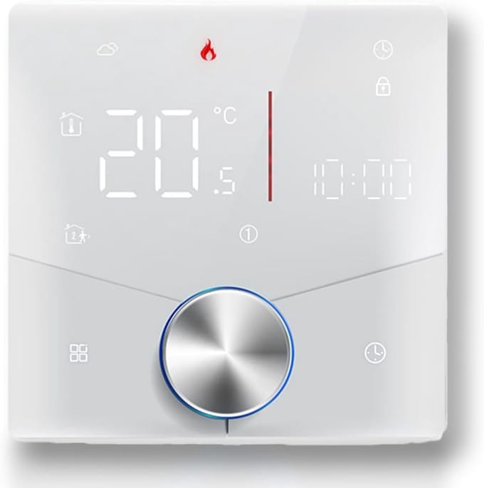 Slimme Thermostaat - Verwarming Regelaar - Energie Besparen - App & Spraakbesturing - 8.8 cm - Wit