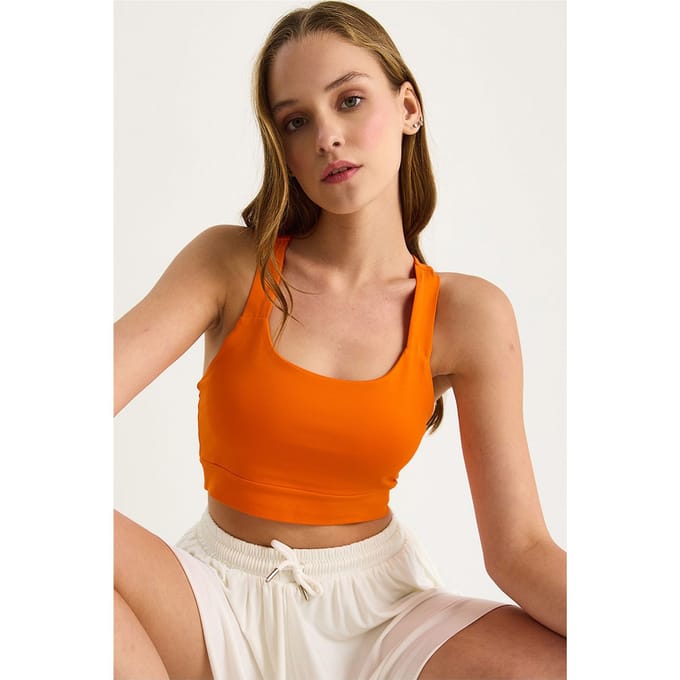 Fitted Vierkante Kraag Crop Blouse