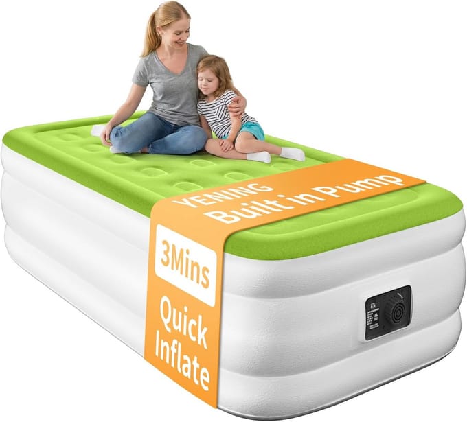 Luchtmatras Eenpersoons met Ingebouwde Pomp en Velours Topper