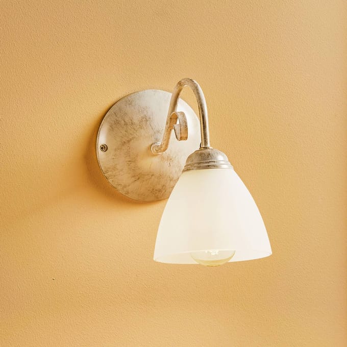 Lamkur Wandlamp Adoro met glazen kap, wit
