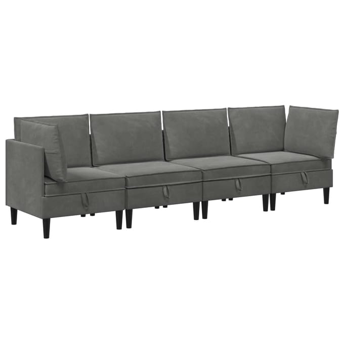 vidaXL - Woonkamer - Meubelset - 4 - st - Donkergrijs - Fluweel