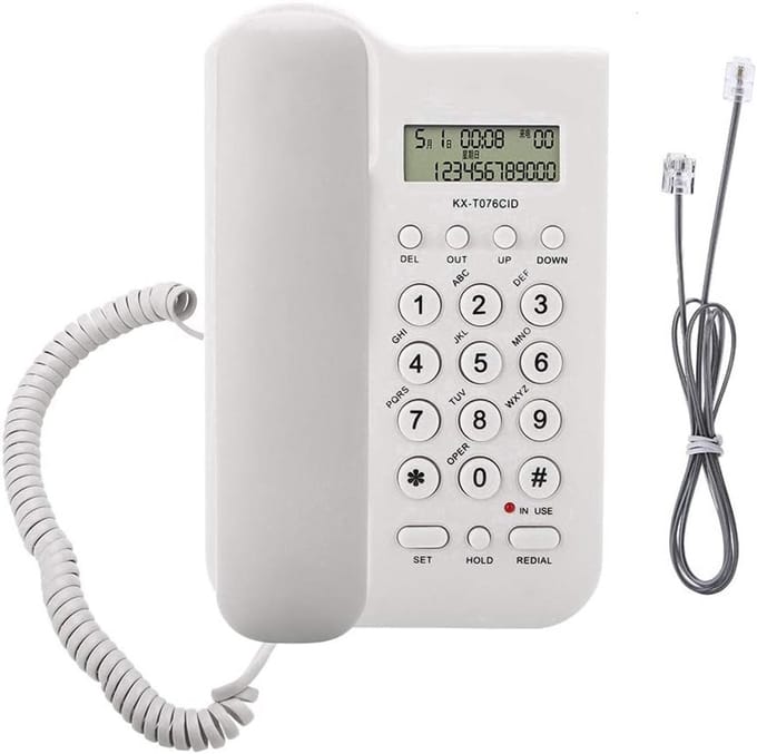 Vaste Telefoon - Desktop Muurtelefoon - Thuis Kantoor - Nummerherkenning - 195 cm - Wit