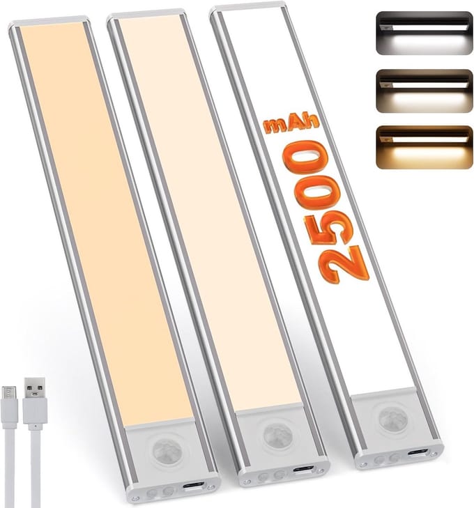 LED Kastverlichting met Bewegingssensor en Draadloze USB-installatie - Set van 3 Stuks