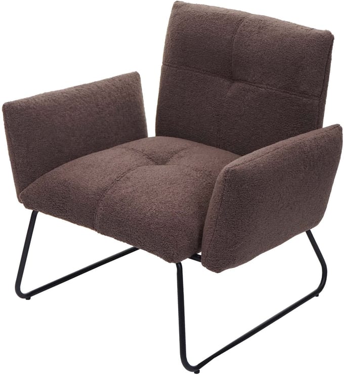 Lounge fauteuil MCW-K34, cocktail fauteuil, bouclé stof/textiel MVG-gecertificeerd ~ bruin