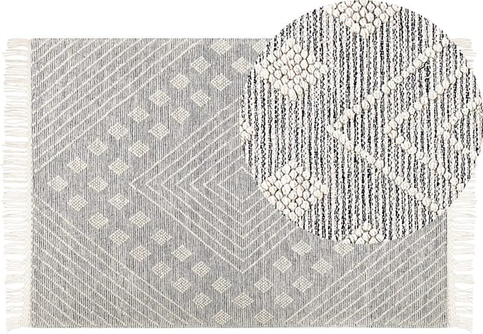 SAVUR - Vintage vloerkleed - Wit - 160 x 230 cm - Wol