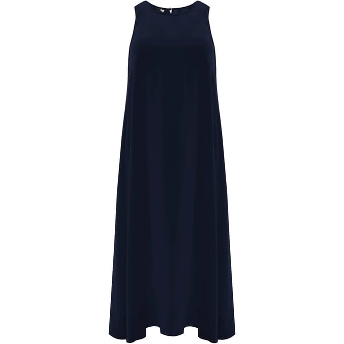 Lange Mouwloos Crepe Jurk Dames Mat Fashion