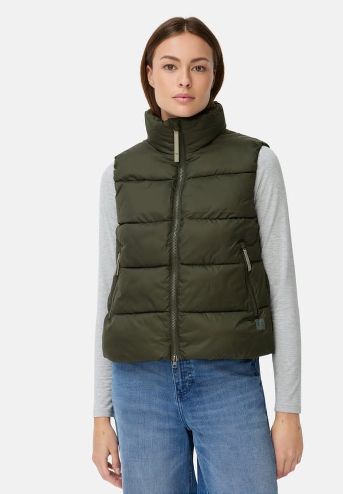 camel active Gewatteerd vest met tweewegrits - Maat womenswear-46 - Bosgroen