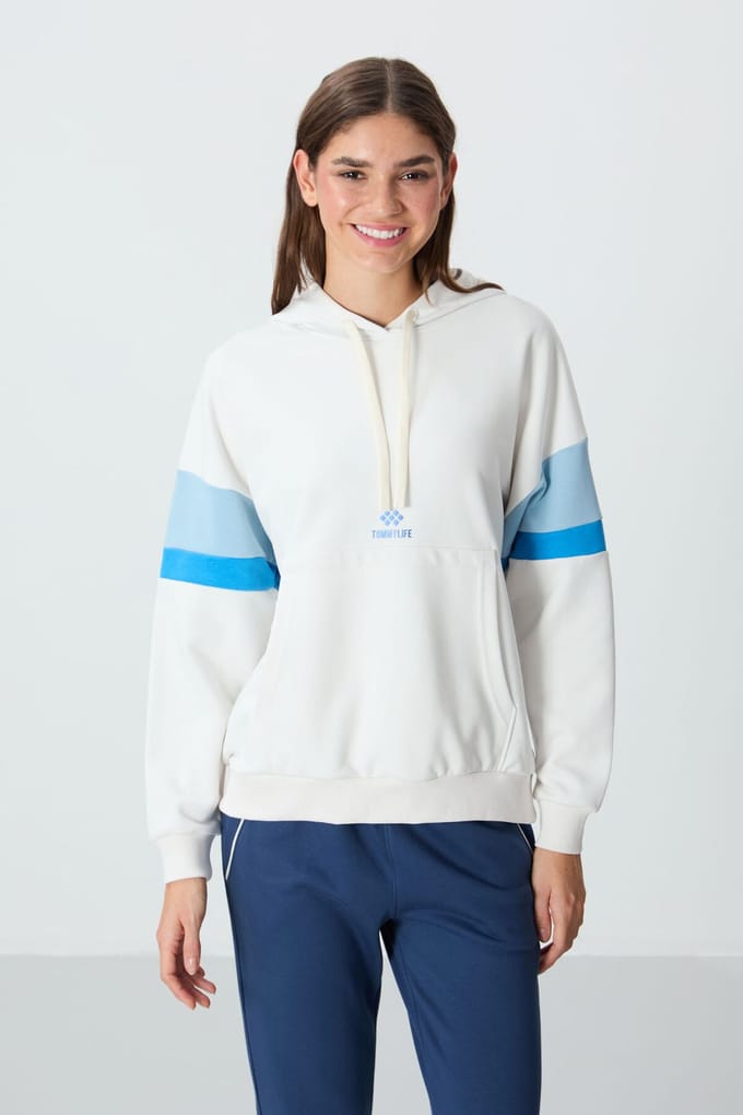 Overmaatse Kleurblok Hoodie met Zak