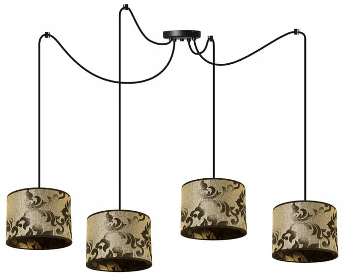 Light-Home WERONA – Hanglamp – 4-lichts – Zwart/Goud – Metalen Constructie – Verstelbare Hoogte