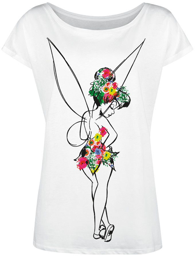 Peter Pan - Disney T-shirt - Tinker Bell - Flower Power - S tot XXL - voor Vrouwen - wit