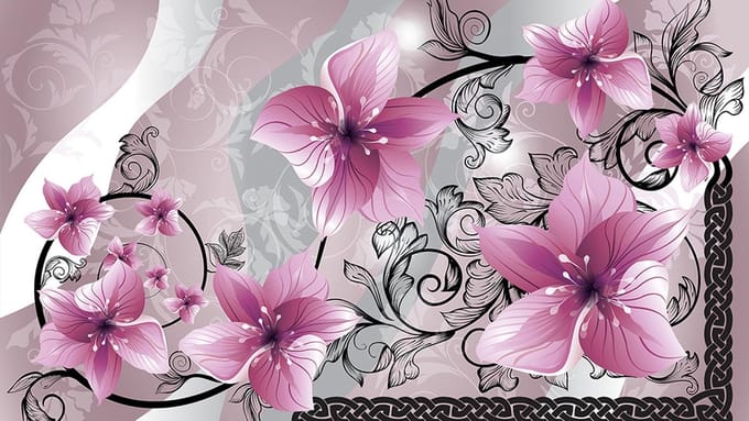 Flowers Floral Pattern Photo Wallcovering