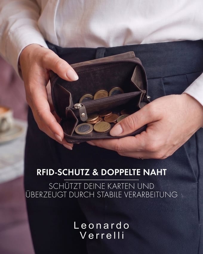 Leonardo Verrelli Damesportemonnee horizontaal echt leer RFID-bescherming