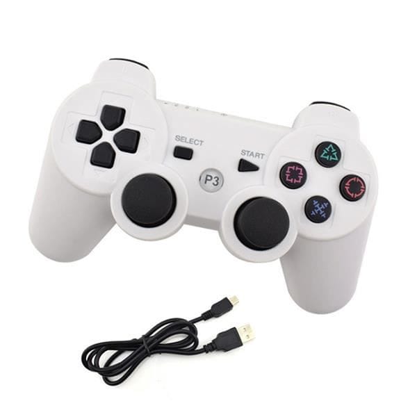 Manette Ps3 Dualshock sans avec Fil Double Vibration 6 Axes(Sixaxis) pour PS3 Manette (Blanc) wit